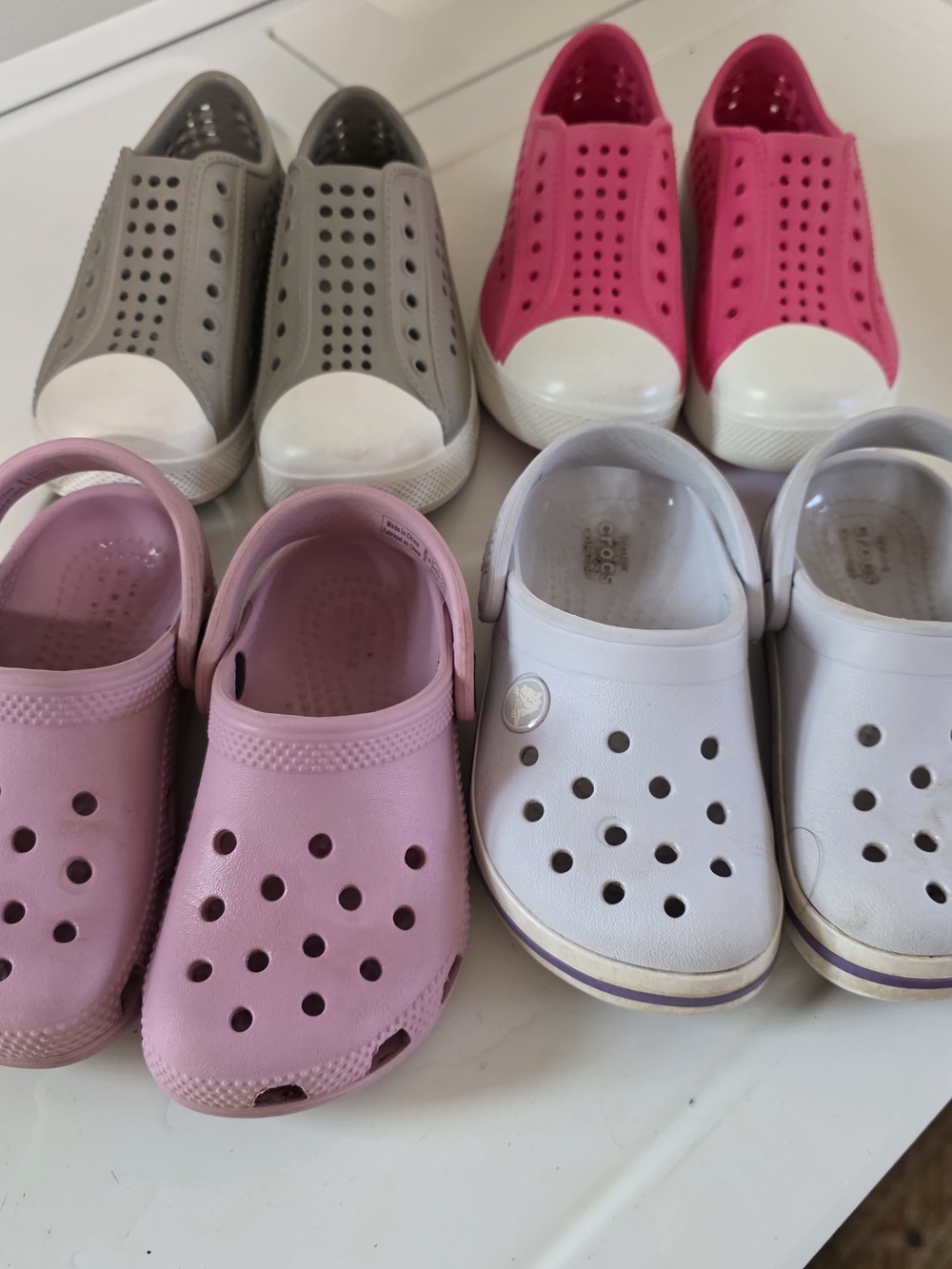 CROCS Kids Mix — Pink, Hot Pink, Gray & White Water Shoe Lot